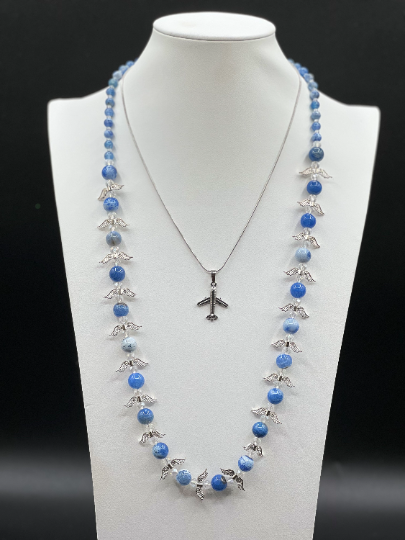 Blue Fire Agate Fly Girl Necklace